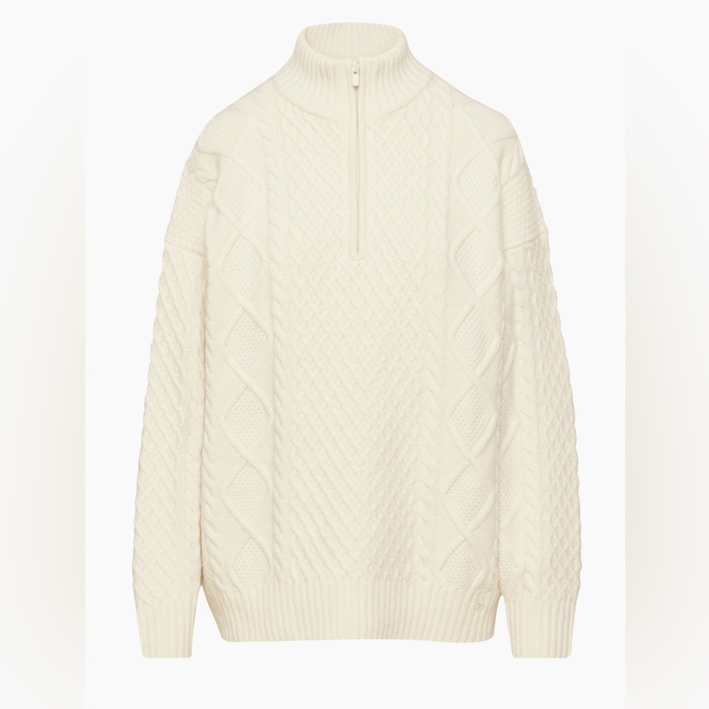 Sunday Best Peggy Cable Knit Turtleneck 1/4 Zip Sweater XL